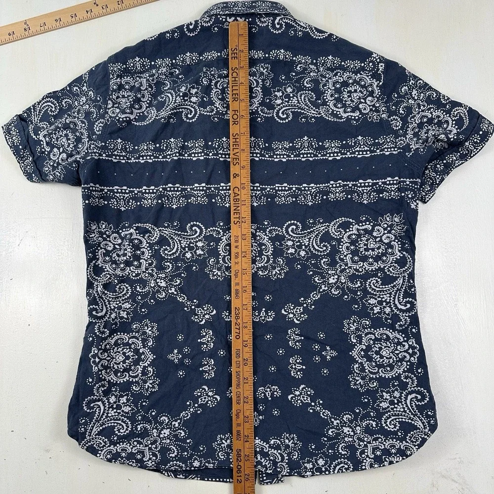 Banana Republic Bandana Shirt Men Small Camden Fit Blue‎ All Over Print Cotton